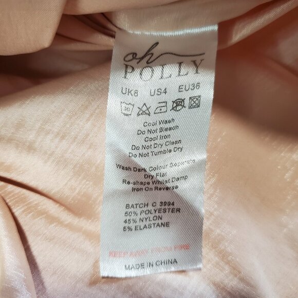 Oh Polly Blush Take Me Higher Ruched Puff Sleeve Dress - Size 4 - Picture 7 of 8